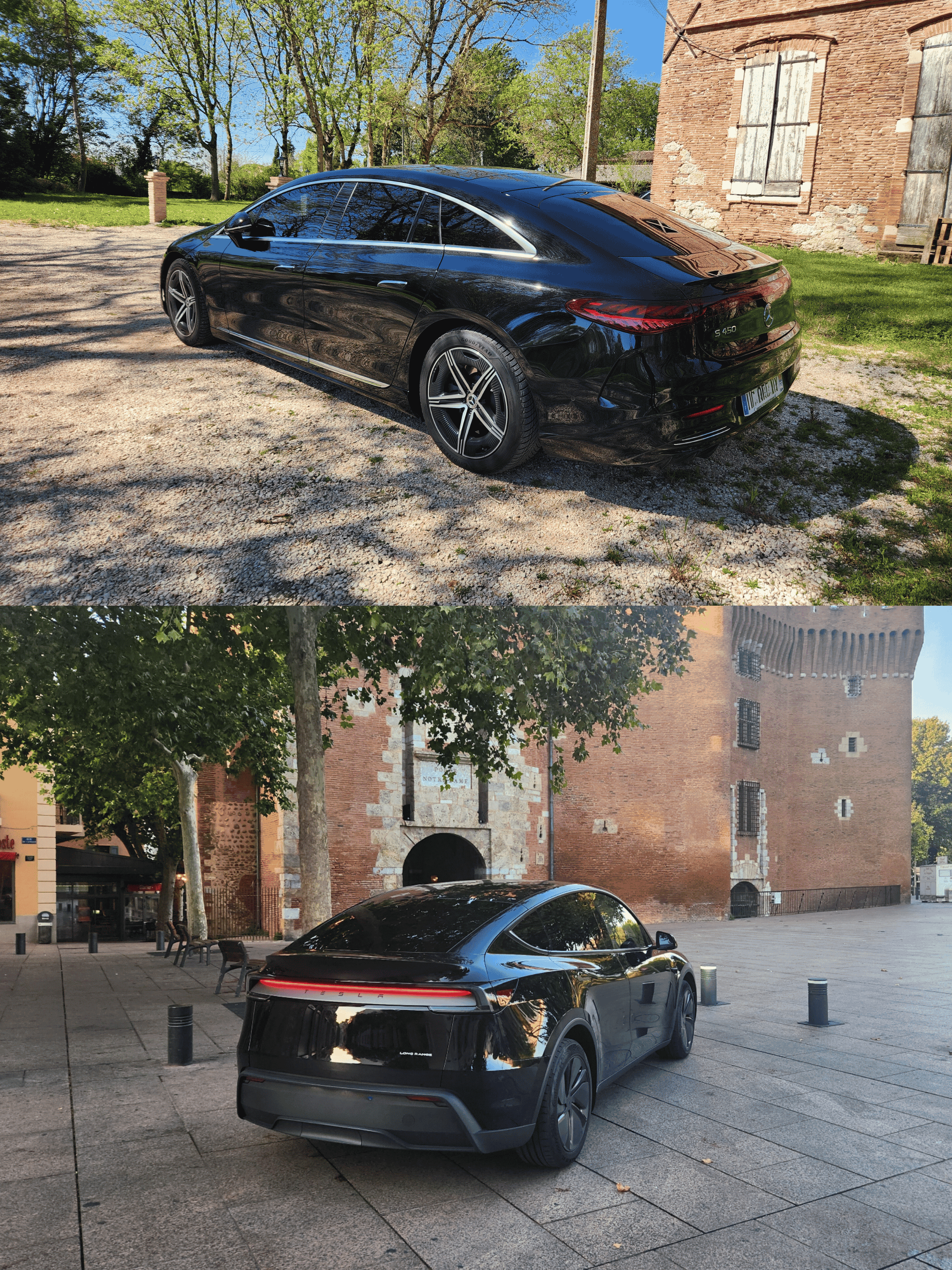Tesla VTC devant le Castillet à Perpignan