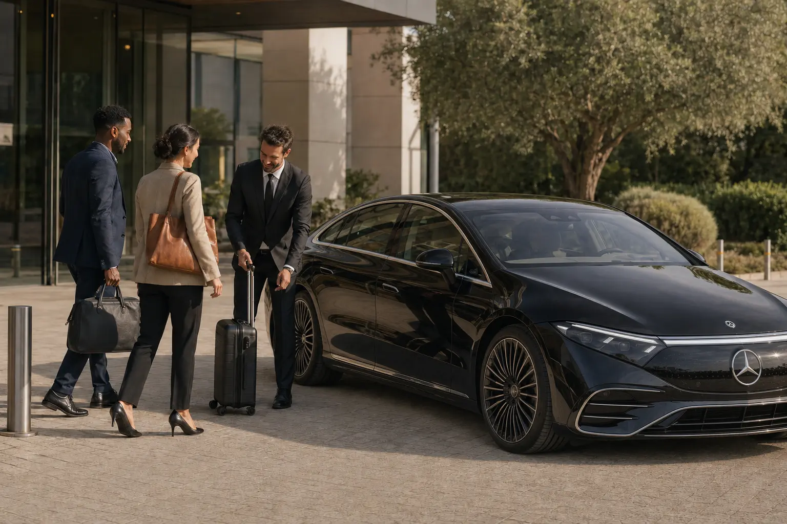 Accueil de collaborateurs par un chauffeur professionnel